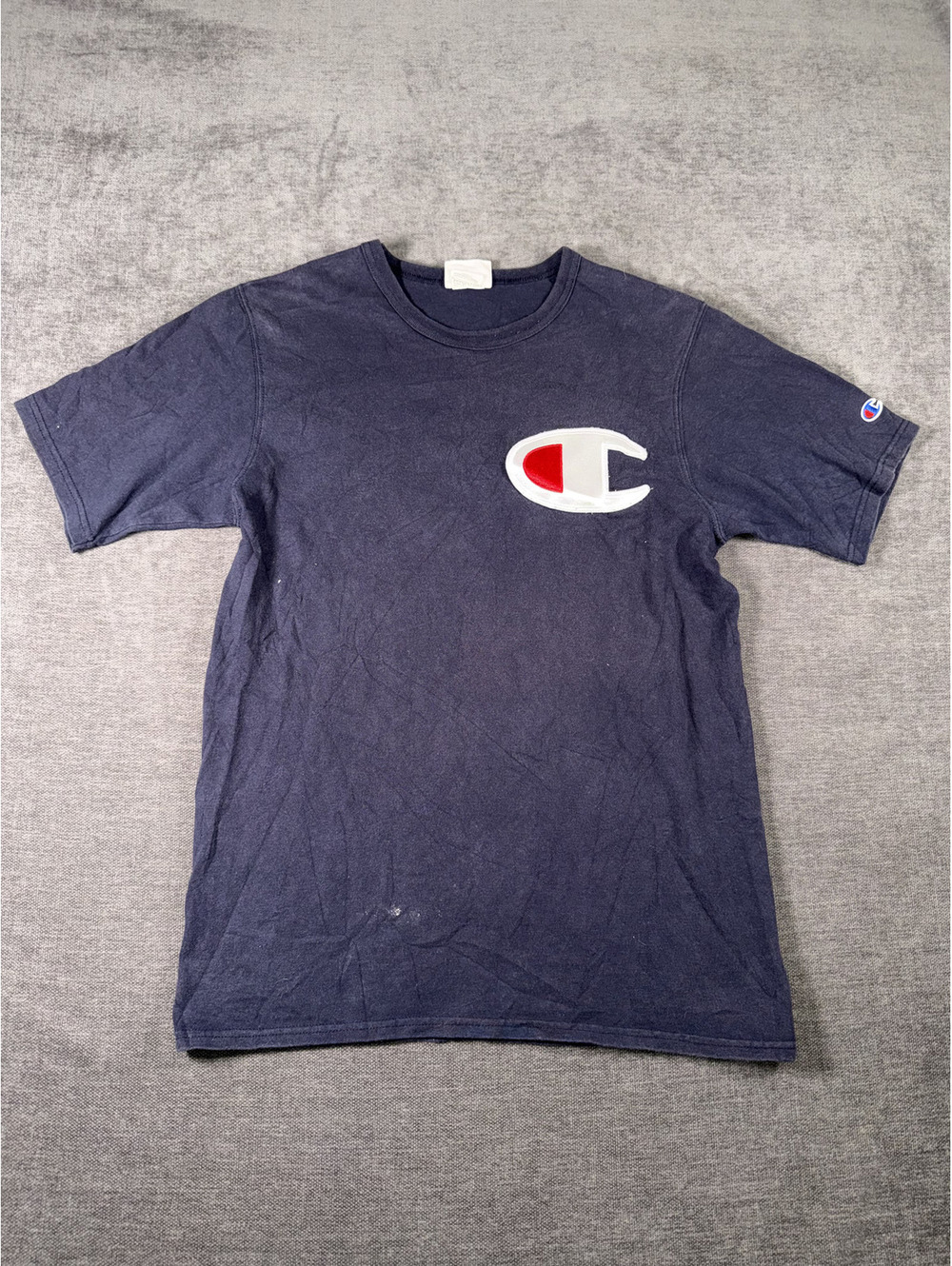 Champion Medium Navy Blue T-Shirt with Medium Logo Patch